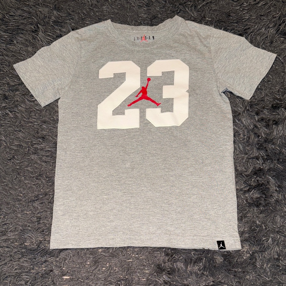 Jordan Gray Tee with Red Logo and 23